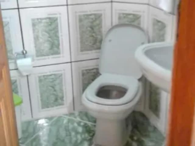 Banheiro com revestimento cerâmico verde e branco